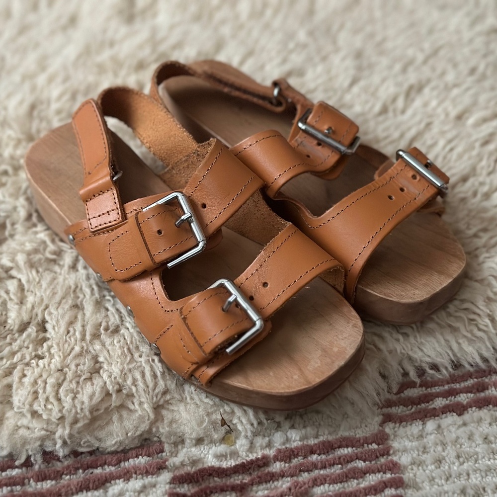Kid's Zara Leather Clog Sandals - Size EU 31